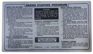 1976 - Decals - Rubber The Right Way - Starting Instructions Decal - On Sun Visor