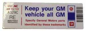 Air Cleaner Decal - "Keep your GM car all GM" - 403 Engine