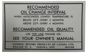 "Canada" Oil Change Decal