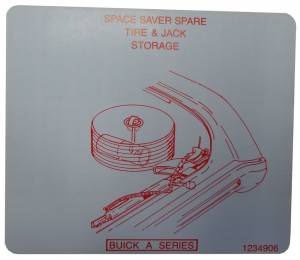 1970 - Decals - Rubber The Right Way - Space Saver Spare Tire Stowage Instructions