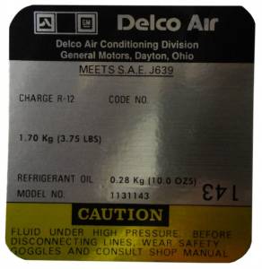 1979 - Decals - Rubber The Right Way - Delco AC Compressor Decal