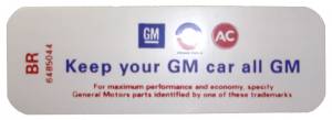 "Keep Your GM All GM" Air Cleaner Decal - Gran Sport 350/400