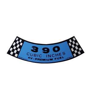 Rubber The Right Way - "390 4-V Premium Fuel" Air Cleaner Decal - Blue