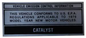Vehicle Emission Conforming Decal