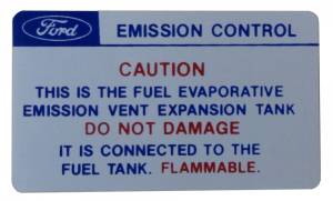 California Emission Expansion Tank Caution Decal