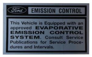 Emission Control Evaporator Decal