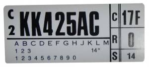 400 Automatic Transmission Engine Code Decal