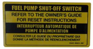 Fuel Pump Shut Off Decal