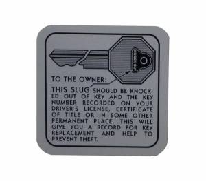 Ignition Key Instructions Decal / Tag