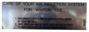 Ram Air Care Instructions Decal