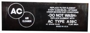 Air Cleaner Service Instructions Decal - White