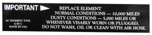 Air Cleaner Service Instructions Decal - White