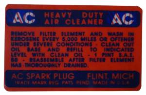 Oil Bath Air Cleaner Service Instructions Decal