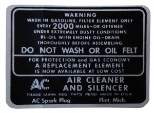 Dry Style Air Cleaner Service Instructions Decal
