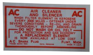 Dry Style Air Cleaner Service Instructions Decal