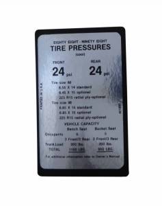 Tire Pressure Decal