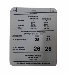 Tire Pressure Decal