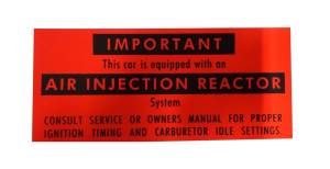 California Air Injector Reactor Decal