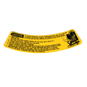Space Save Spare Tire Warning Decal