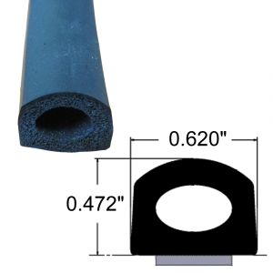 Extruded Rubber Seals - Peel N Stick - D-Bulb Seal - Peel N Stick - 0.472" Tall 0.620" Wide