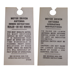 Electric Antenna Instructions Tag