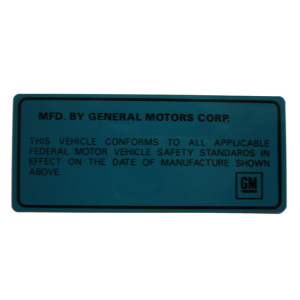 Vehicle Certification Decal Kit