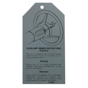 Headlight Dimmer Instructions Tag