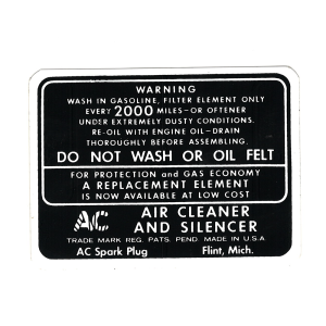 Air Cleaner Instructions Decal - Dry Style