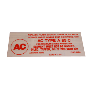 Rubber The Right Way - Air Cleaner Decal - Single Carburetor - A85C