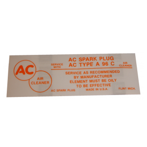 Air Cleaner Decal - Filter Type A96C