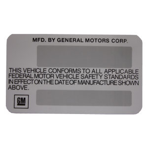 Vehicle Certification Decal Kit