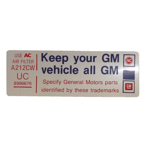 Air Cleaner Decal - "All GM"