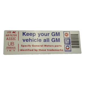 Air Cleaner Decal - "All GM"