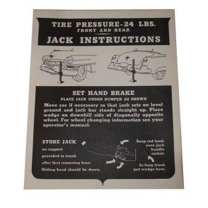 1952 - Decals - Rubber The Right Way - Jack Instructions Decal - In Trunk