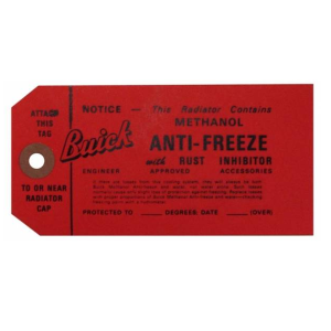 1956 - Decals - Rubber The Right Way - "Buick" Antifreeze Tag