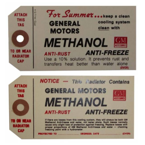 1958 - Decals - Rubber The Right Way - Methanol Antifreeze Tag