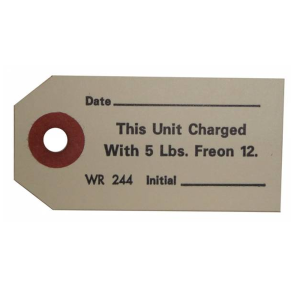 1963 - Decals - Rubber The Right Way - AC Compressor Freon Charge Tag