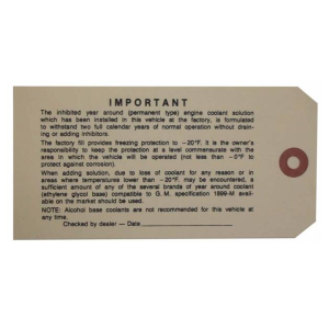 1961 - Decals - Rubber The Right Way - GM Antifreeze Tag
