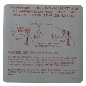 Jack Instructions / Tire Pressure Decal