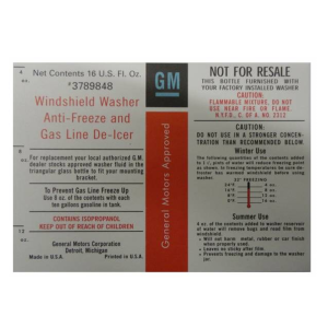 Rubber The Right Way - "GM" Windshield Washer Filler Bottle Decal