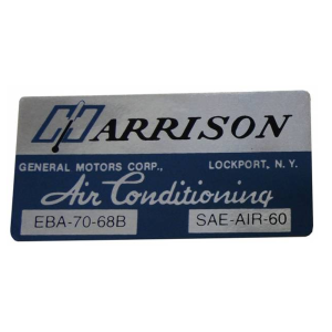 1968 - Decals - Rubber The Right Way - "Harrison" AC Evaporator Box Decal