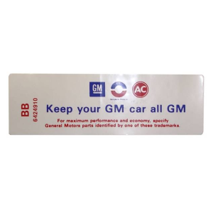 Air Cleaner Decal - "Keep your GM car all GM" - 350-2V