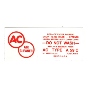 Air Cleaner Service Instructions Decal - 3 X 2 A59C