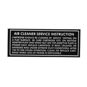 Air Cleaner Service Instructions Decal - 4V Engines