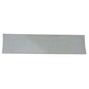 Air Cleaner Service Instructions Decal - Filter Type A277C