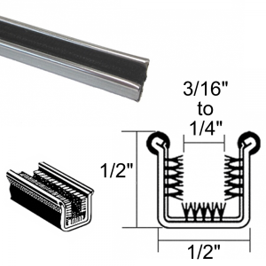 Window / Glass Run Channel - Rigid - With Stainless Bead - Pair of 3' Strips - 1/2" Tall 1/2" Wide