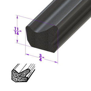 General Use Sponge Rubber Extrusion Seal - 3/4" x 11/16" - Many Applications Including Doors, Trunk, Cowl, Etc.