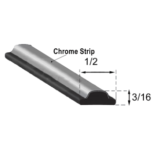 Fixed Glass Locking Strip - Chrome - 1/2" x 3/16" - 14' 8" Long