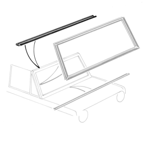 1966-77 Ford Bronco upper windshield frame seal installation location.