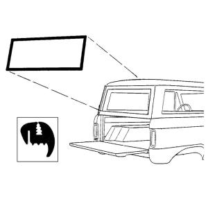1966-77 Ford Bronco rear window seal in liftgate installation location.